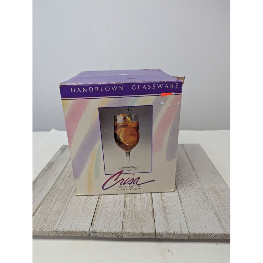 Vintage Mid Century Crisa Dante Glassware 16 oz Set of 4 Ice Tea Glasses